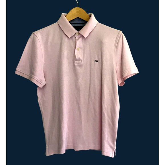 Tommy Hilfiger Mens Pink Custom Fit Polo Shirt SIZE M - Picture 1 of 8